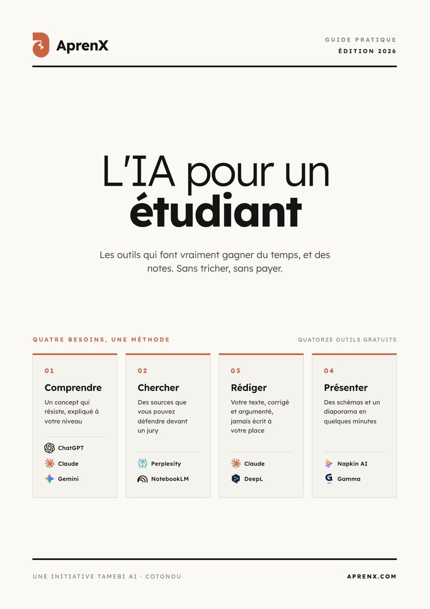 Couverture du guide « L’IA pour un étudiant », édition 2026